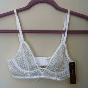 J. Crew Ivory Underwire Lace Longline Bralette